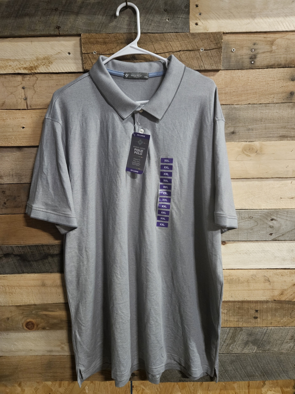 Men's Grey Pique Polo Shirt by Haggar - Comfortable Short Sleeve